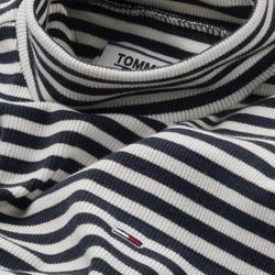 Tommy Jeans dámské modro šedé žebrované tričko s rolákem  - L (0FN)