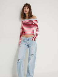 Tommy Jeans dámské pruhované tričko  - L (XNL)