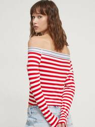 Tommy Jeans dámské pruhované tričko  - L (XNL)