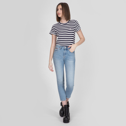 Tommy Jeans dámské tmavě modré pruhované tričko - S (0ZE)