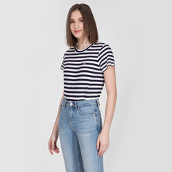 Tommy Jeans dámské tmavě modré pruhované tričko - S (0ZE)
