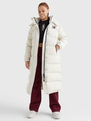 Tommy Jeans dámský béžový zimní kabát - M (ACE)