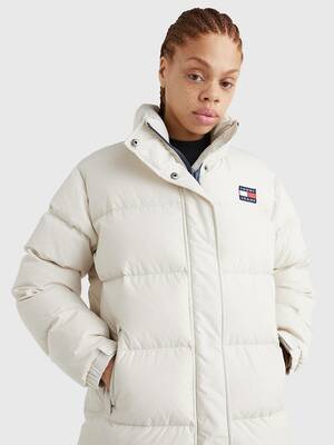 Tommy Jeans dámský béžový zimní kabát - S (ACE)