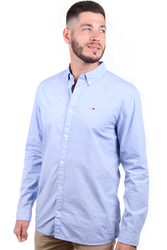 Tommy Jeans pánská modrá košile Ditsy - XL (VD6)