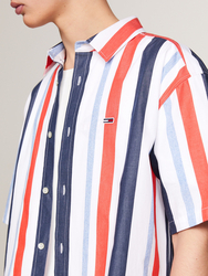 Tommy Jeans pánská pruhovaná košile Stripes - M (YBR)