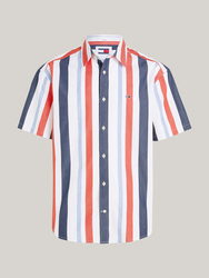 Tommy Jeans pánská pruhovaná košile Stripes - M (YBR)