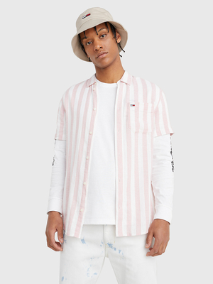 Tommy Jeans pánská růžovobílá košile - L (TH9)