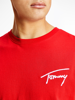 Tommy Jeans pánské červené tričko SIGNATURE - L (XNL)
