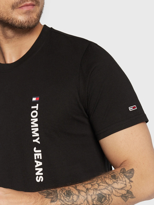 Tommy Jeans pánské černé tričko ENTRY VERTICLE - S (BDS)