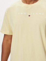 Tommy Jeans pánské žluté tričko LINEAR - L (ZHO)