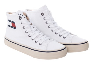 Tommy Jeans pánské bílé kotníkové plátěné tenisky