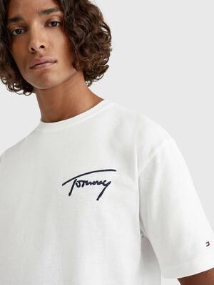 Tommy Jeans pánské bílé tričko SIGNATURE - L (YBR)