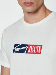 Tommy Jeans pánské bílé tričko - L (YBL)