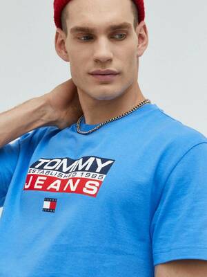 Tommy Jeans pánské modré tričko Athletic - L (C4H)