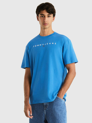 Tommy Jeans pánské modré tričko LINEAR - M (C2T)