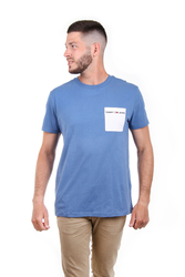 Tommy Jeans pánské modré tričko s kapsičkou Contrast