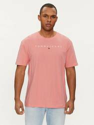 Tommy Jeans pánské růžové tričko LINEAR - L (TIC)