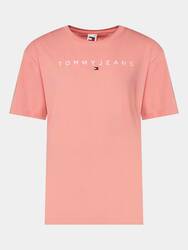 Tommy Jeans pánské růžové tričko LINEAR - S (TIC)