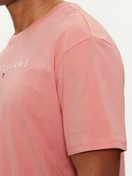 Tommy Jeans pánské růžové tričko LINEAR - M (TIC)