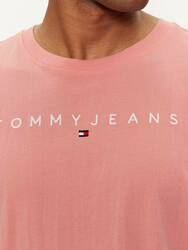 Tommy Jeans pánské růžové tričko LINEAR - M (TIC)