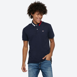 Tommy Jeans pánské tmavě modré polo Flag Neck