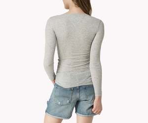 Tommy Hilfiger dámské šedé tričko Henley - XS (038)
