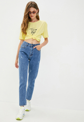 Tommy Hilfiger dámské žluté tričko Logo - S (ZA6)