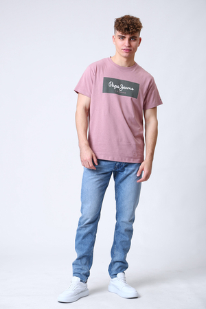 Pepe Jeans pánské růžové tričko s potiskem Aaron  - L (800)