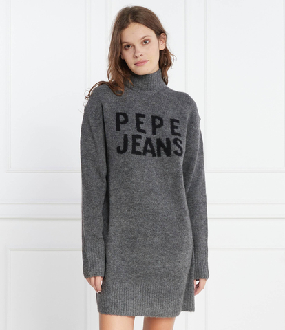Pepe Jeans dámské šedé šaty DENISSE s potiskem