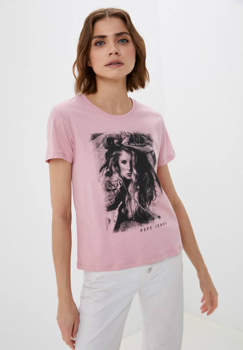 Pepe Jeans dámské růžové triko  LIANA s potiskem 