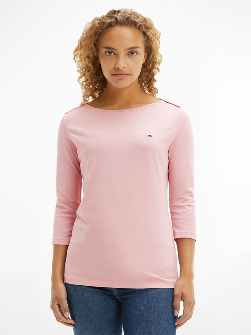 Tommy Hilfiger dámské růžové tričko s dlouhým rukávem