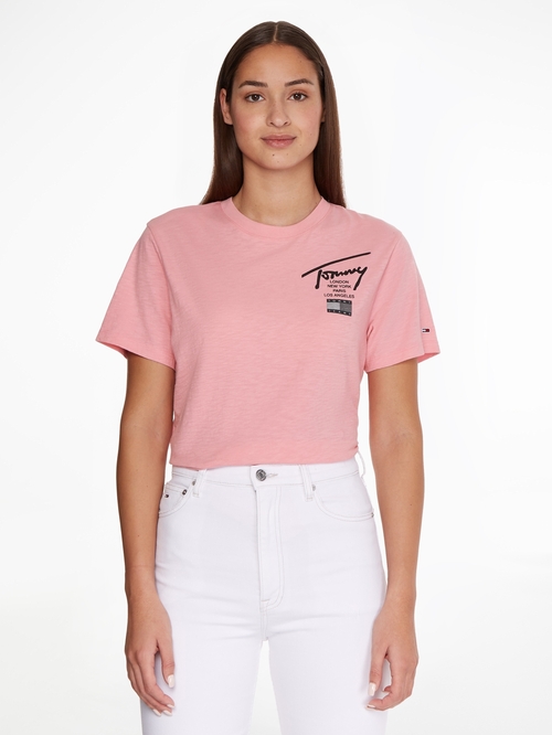 Tommy Jeans dámské růžové triko