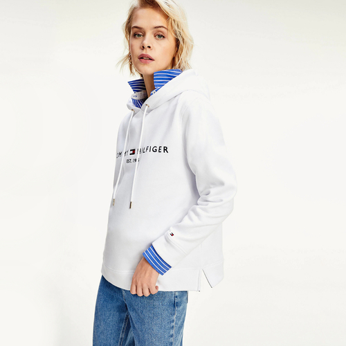 Tommy Hilfiger dámská bílá mikina s kapucí Hoodie