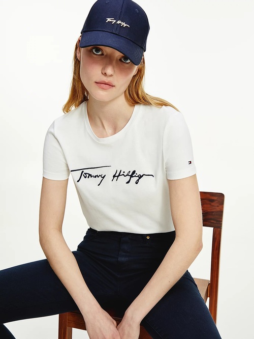 Tommy Hilfiger dámské bílé triko Regular Script