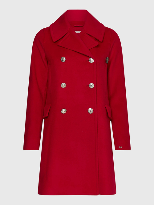 Tommy Hilfiger dámský červený vlněný kabát 