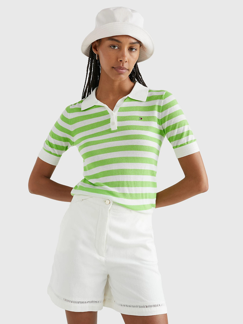 Tommy Hilfiger dámský polo svetřík s krátkým rukávem 