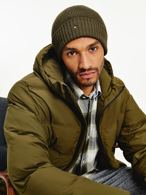 Tommy Hilfiger pánská zelená zimní čepice Pima