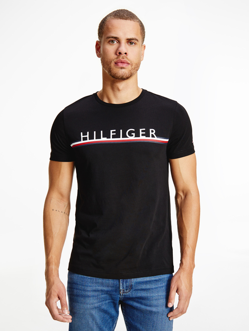 Tommy Hilfiger pánské černé triko Corp stripe