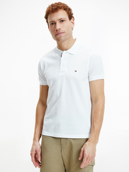 Tommy Hilfiger pánské bílé polo triko Bubble structure