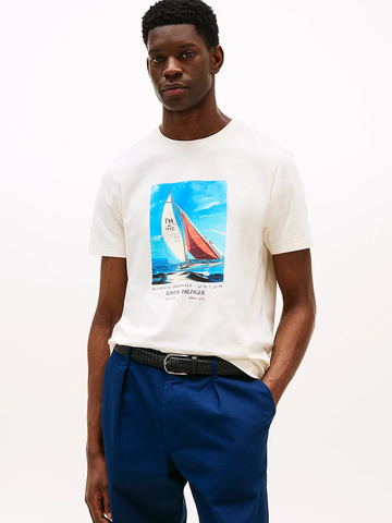 Tommy Hilfiger pánské krémové tričko