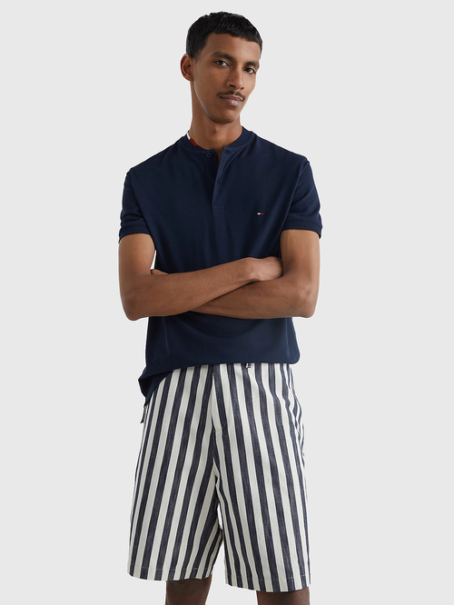 Tommy Hilfiger pánské tmavě modré polo triko mao collar