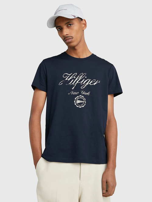 Tommy Hilfiger pánské tmavě modré triko Print