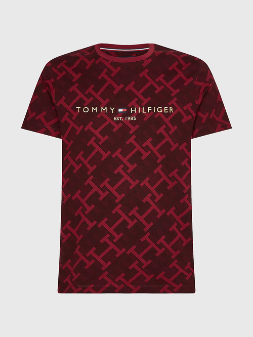 Tommy Hilfiger pánské vínové triko Monogram