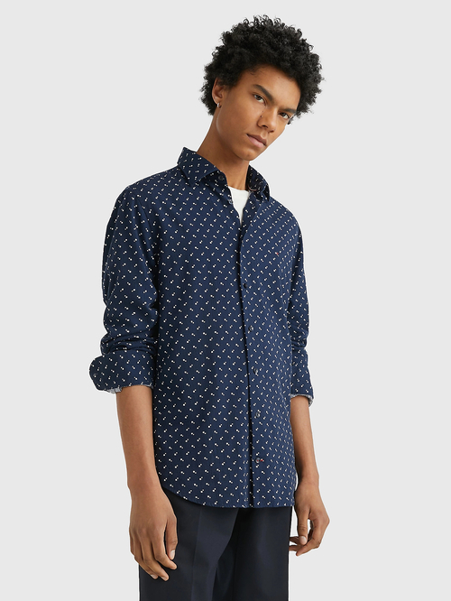 Tommy Hilfiger pánská tmavě modrá košile Print