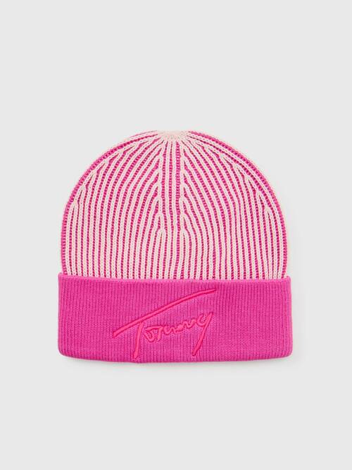 Tommy Jeans dámská růžová zimní čepice BEANIE