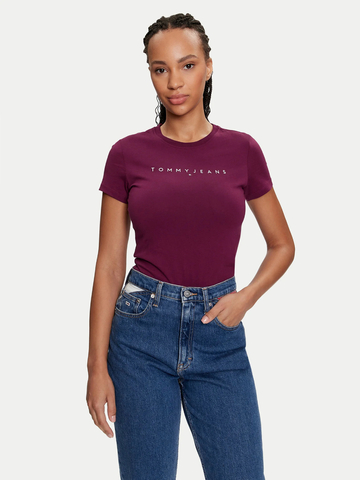 Tommy Jeans dámské vínové tričko 