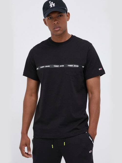 Tommy Jeans pánské černé tričko  Branded
