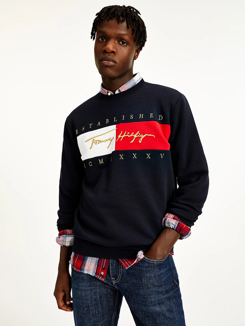 Tommy Hilfiger pánská tmavě modrá mikina Signature
