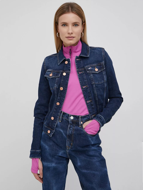 Tommy Jeans dámská tmavě modrá džínová bunda