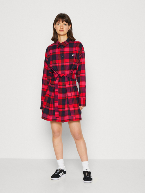 Tommy Jeans dámské červené košilové šaty